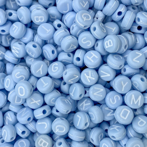 Alphabetic acrylic beads blue, set ca 500 pieces